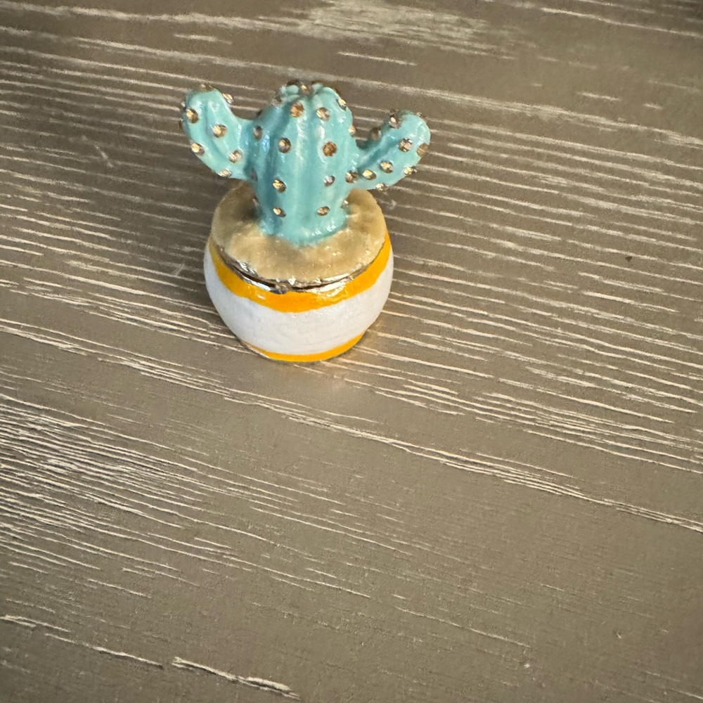 Decorative Cactus Figurine in Yellow and Green Pot